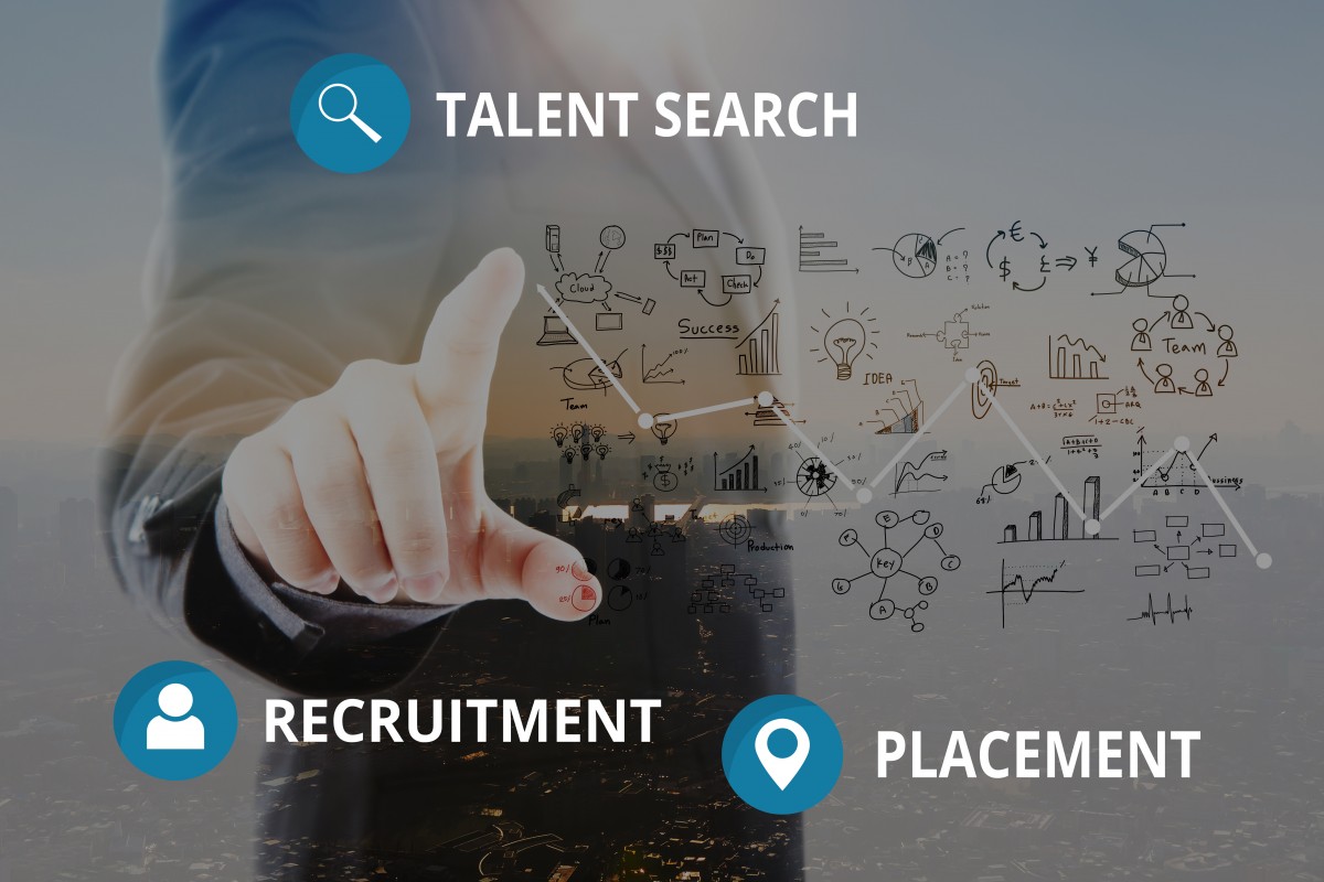 Abstract Double exposure of Business man touching an imaginary s Abstract Double exposure of Business man touching an imaginary screen against white background